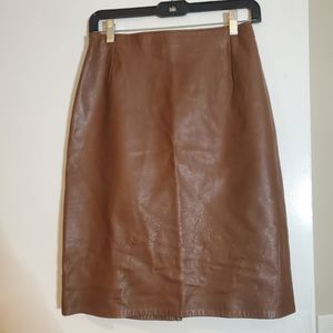 Brown Leather pencil skirt